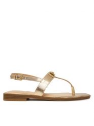 Guess Sandały FLJRMY LEM03 Złoty. Żółte sandały Guess, z aplikacjami, ze skóry, bez obcasa, na płaskiej podeszwie, bez zapięcia. Za 499.99 zł.