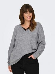 ONLY Sweter w kolorze szarym rozmiar: S-42/44. Szare swetry ONLY, s, bez wzorów, z koronki, bez ramiączek. Za 114.17 zł.
