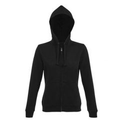 Damska Bluza Z Kapturem Spike Z Pełnym Zamkiem Błyskawicznym. Czarne bluzy SOL'S, s, bez wzorów, bez ramiączek, z kapturem. Za 174.99 zł.
