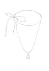 Elli Damski wisiorek kropla kokardka z perłą muszlową i satynową bielą ze srebra próby 925 Sterling Silver Naszyjniki 1 ct. Szare naszyjniki Elli, z materiału, z perłą, srebrne. Za 243.99 zł.