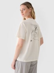 4F T-shirt regular z nadrukiem damski - biały XL. Białe t-shirty 4f, xl, bez wzorów, z bawełny, klasyczne, bez kołnierzyka, bez ramiączek. W wyprzedaży za 29.99 zł.
