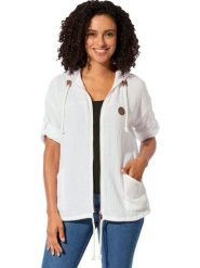 WITT WEIDEN Kardigan w kolorze białym rozmiar: 54. Białe swetry WITT WEIDEN, z aplikacjami, z bawełny, bez ramiączek. Za 82.99 zł.