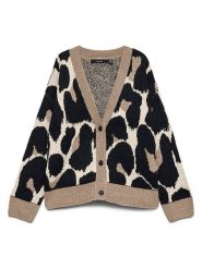 Vero Moda Kardigan w kolorze kremowo-beżowo-czarnym rozmiar: M. Brązowe swetry Vero Moda, m, bez wzorów, ze splotem, bez ramiączek. Za 139.95 zł.