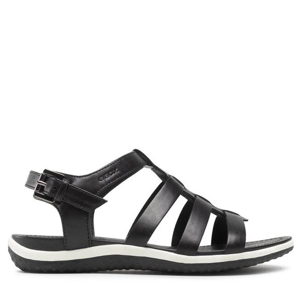 Sandały Geox. Czarne sandały Geox, bez wzorów, bez obcasa, na płaskiej podeszwie, bez zapięcia. Za 259.99 zł.