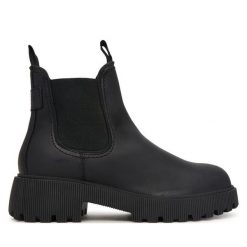 Botki Tamaris. Czarne botki Tamaris, bez wzorów, bez obcasa, na płaskiej podeszwie, bez zapięcia. Za 484.99 zł.
