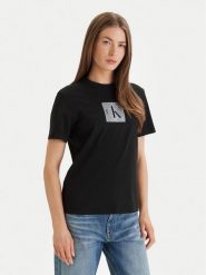 Calvin Klein Jeans T-Shirt LV047F819G Czarny Classic Fit. Czarne t-shirty Calvin Klein Jeans, l, bez wzorów, z bawełny, bez kołnierzyka, bez ramiączek. Za 129.99 zł.