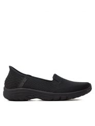 Skechers Półbuty 158698/BBK Czarny. Czarne półbuty wsuwane Skechers, bez wzorów, z materiału, bez obcasa, na płaskiej podeszwie. Za 299.99 zł.