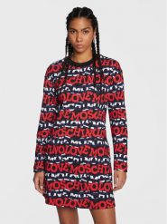 LOVE MOSCHINO Sukienka dzianinowa W5D0500M 4433 Czarny Regular Fit. Czarne sukienki Love Moschino, m, bez wzorów, z bawełny, bez kołnierzyka, bez ramiączek. Za 619.99 zł.