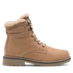 Trapery Lasocki. Brązowe traperki Lasocki, bez wzorów, bez obcasa, bez zapięcia. Za 269.99 zł.