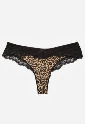 Panterkowe Majtki Stringi Ozdobione Koronką Phisoris. Stringi Renee, bez wzorów, z koronki. Za 12.99 zł.