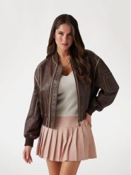 Guess Kurtka bomber W5RL21 WGW40 Brązowy Regular Fit. Brązowe kurtki Guess, xxl, z aplikacjami, z syntetyku, bez kaptura. Za 759.99 zł.