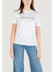Calvin Klein Jeans T-Shirt A- INST. LOGO CLASSI Biały Casual Fit. Białe t-shirty Calvin Klein Jeans, xl, bez wzorów, z jeansu, casualowe, bez kołnierzyka, bez ramiączek. Za 169.99 zł.
