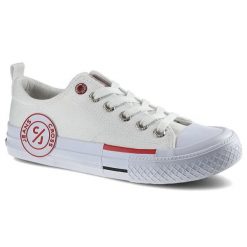 Trampki damskie Cross Jeans, sportowe i sznurowane, białe, FF2R4072C. Białe trampki Cross Jeans, bez wzorów, z gumy, bez zapięcia. Za 79.00 zł.