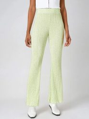 Monki Spodnie w kolorze zielonym rozmiar: S. Zielone spodnie materiałowe Monki, bez wzorów, z materiału, z podwyższonym stanem. Za 39.99 zł.