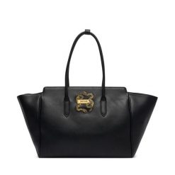Torebka Just Cavalli. Czarne shopper bag Just Cavalli, bez wzorów, bez dodatków. Za 939.99 zł.