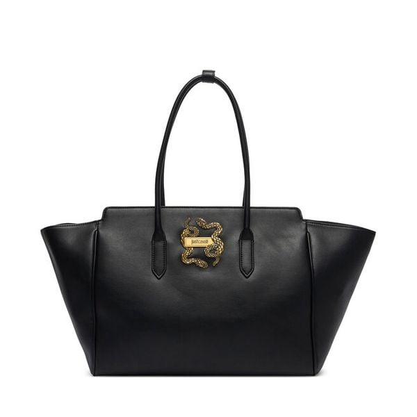 Torebka Just Cavalli. Czarne shopper bag Just Cavalli, bez wzorów, bez dodatków. Za 939.99 zł.