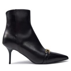 Botki LOVE MOSCHINO. Czarne botki Love Moschino, bez wzorów, bez obcasa, na szpilce, bez zapięcia. Za 719.99 zł.