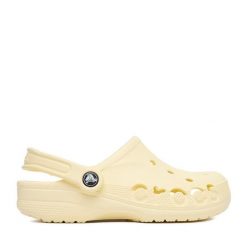 Klapki Crocs. Żółte klapki Crocs, bez wzorów, bez obcasa, bez zapięcia. Za 199.99 zł.