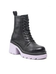 DeeZee Trzewiki H90112-1 Czarny. Czarne botki DeeZee, bez wzorów, ze skóry, bez obcasa, na słupku, bez zapięcia. Za 149.99 zł.