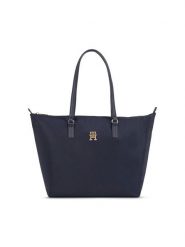Tommy Hilfiger Torebka Poppy Th Tote AW0AW15639 Granatowy. Niebieskie torebki klasyczne Tommy Hilfiger, bez wzorów, z materiału, bez dodatków. Za 299.99 zł.