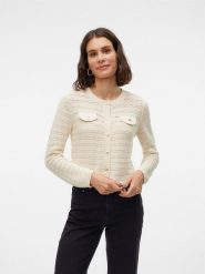 Vero Moda Kardigan w kolorze beżowym rozmiar: M. Brązowe swetry Vero Moda, m, bez wzorów, z bawełny, bez ramiączek. Za 96.83 zł.