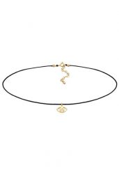 Elli Damski wisiorek Choker Evil Eye z kryształem i tekstyliami z pozłacanego srebra próby 925 sterling silver Naszyjniki 1 ct. Szare naszyjniki Elli, z materiału, pozłacane. Za 283.99 zł.