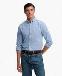 Superdry Preppy Oxford koszula z długim rękawem z organicznej bawełny. Niebieskie koszule Superdry, s, bez wzorów, z bawełny, klasyczne, bez kołnierzyka, bez ramiączek. Za 314.00 zł.