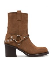 Aldo Botki Albai 13848387 Brązowy. Brązowe botki Aldo, bez wzorów, ze skóry, bez obcasa, na słupku, bez zapięcia. Za 399.99 zł.