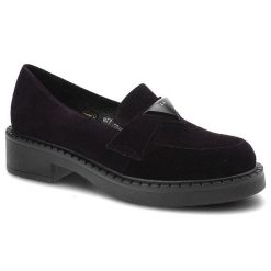 Mokasyny damskie Lamanti, naturalna skóra zamszowa skórzana wkładka i wnętrze wsuwana konstrukcja, ciemnofioletowe, 877. Fioletowe mokasyny LAMANTI, bez wzorów, ze skóry. Za 305.99 zł.