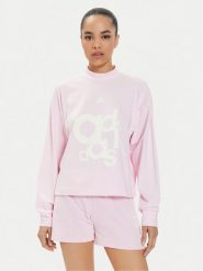 Adidas Bluza French Terry Print IS4299 Różowy Loose Fit. Czerwone bluzy adidas, l, bez wzorów, z bawełny, bez kaptura. Za 139.99 zł.