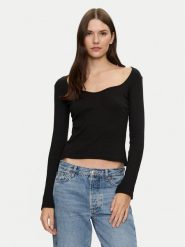 Brave Soul Bluzka LLT-624SARAH Czarny Slim Fit. Czarne bluzki Brave Soul, xs, bez wzorów, z bawełny, bez kołnierzyka, bez ramiączek. Za 59.99 zł.
