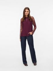 Vero Moda Bluzka w kolorze bordowym rozmiar: XS. Czerwone bluzki Vero Moda, xs, bez wzorów, z koronki, bez kołnierzyka, bez ramiączek. Za 52.55 zł.
