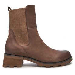 Botki Caprice. Brązowe botki Caprice, bez wzorów, bez obcasa, na płaskiej podeszwie, bez zapięcia. Za 279.99 zł.