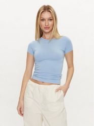 Gina Tricot T-Shirt 21287 Błękitny Slim Fit. Niebieskie t-shirty Gina Tricot, xl, bez wzorów, z wiskozy, bez kołnierzyka, bez ramiączek. Za 39.99 zł.