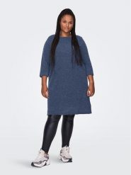 ONLY Carmakoma Sukienka dzianinowa 15196520 Granatowy Loose Fit. Niebieskie sukienki Only Carmakoma, bez wzorów, z dzianiny, bez kołnierzyka, bez ramiączek. Za 79.99 zł.