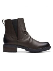 Clarks Skórzane botki "Hearth Rose" w kolorze brązowym rozmiar: 39,5. Brązowe botki Clarks, bez wzorów, bez obcasa, bez zapięcia. Za 242.13 zł.