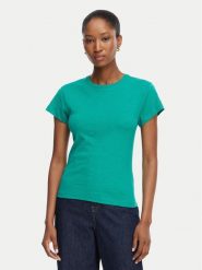 Tommy Hilfiger T-Shirt WW0WW48702 Zielony Slim Fit. Zielone t-shirty Tommy Hilfiger, xs, bez wzorów, z bawełny, bez kołnierzyka, bez ramiączek. Za 249.99 zł.