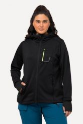 Damskie Bluza HYPRAR odblaskowy nadruk kaptur otwór na kciuk. Czarne bluzy Ulla Popken, plus size, bez wzorów, z elastanu, bez ramiączek, bez kaptura. Za 389.99 zł.