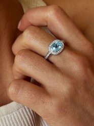 Les Petites Précieuses Srebrny pierścionek z kamieniami szlachetnymi rozmiar: 54. Niebieskie pierścionki Les Petites Précieuses, z cyrkonią, srebrne. Za 309.65 zł.