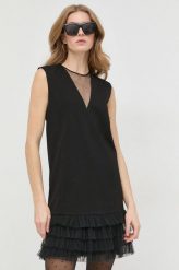 Twinset sukienka kolor czarny mini prosta. Czarne sukienki Twinset, na co dzień, bez wzorów, z dzianiny, bez kołnierzyka, bez ramiączek, mini. Za 1,039.90 zł.