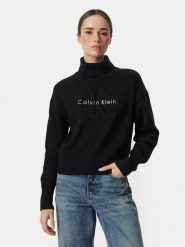 Calvin Klein Jeans Golf LV047H329G Czarny Regular Fit. Czarne swetry Calvin Klein Jeans, m, bez wzorów, z bawełny, bez ramiączek. Za 449.99 zł.