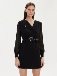 Morgan Sukienka koktajlowa 222-RIPAM.F Czarny Regular Fit. Czarne sukienki Morgan, bez wzorów, z syntetyku, wizytowe, bez kołnierzyka, bez ramiączek. Za 279.99 zł.