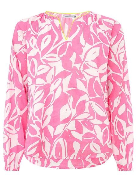 Zwillingsherz Bluzka "Leaves" w kolorze biało-jasnoróżowym rozmiar: L/XL. Białe bluzki Zwillingsherz, l, bez wzorów, z wiskozy, bez kołnierzyka, bez ramiączek. Za 87.40 zł.