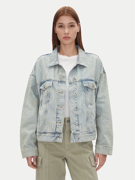 HUGO Kurtka jeansowa Lou_B 50534757 Niebieski Oversize. Niebieskie kurtki Hugo, xl, bez wzorów, z bawełny, bez kaptura. Za 449.99 zł.