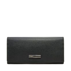 Duży Portfel Damski Longchamp. Czarne portfele Longchamp, bez wzorów. Za 2,609.00 zł.