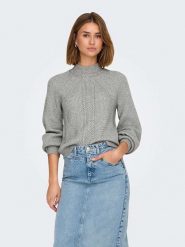 ONLY Sweter w kolorze szarym rozmiar: XS. Szare swetry ONLY, xs, bez wzorów, ze splotem, bez ramiączek. Za 61.75 zł.