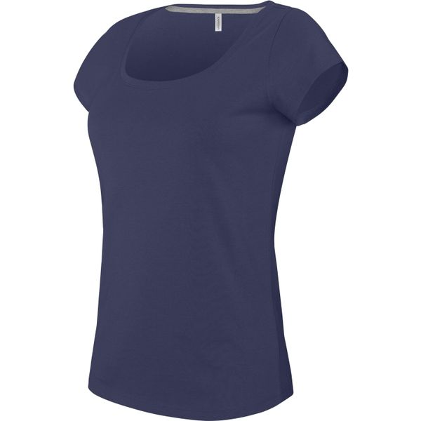 Koszulka damska Kariban Col Bateau. Niebieskie t-shirty sportowe KARIBAN, bez wzorów, z bawełny, bez ramiączek. Za 65.00 zł.