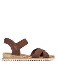 Skechers Sandały BOBS Desert Kiss - Golden Lily 114418/CHOC Brązowy. Brązowe sandały Skechers, bez wzorów, z materiału, bez obcasa, na płaskiej podeszwie, bez zapięcia. Za 289.99 zł.