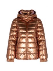 Guess Kurtka Bomberka | W2BL26 WEWC0 | Kobieta | Złoty. Żółte kurtki Guess, s, z aplikacjami, z poliamidu, eleganckie, z kapturem. W wyprzedaży za 499.00 zł.