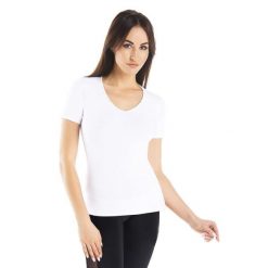 Koszulka T-shirt bawełniana Teyli Deko-V. Białe t-shirty Teyli, xl, bez wzorów, z bawełny, sportowe, bez kołnierzyka, bez ramiączek. Za 79.99 zł.